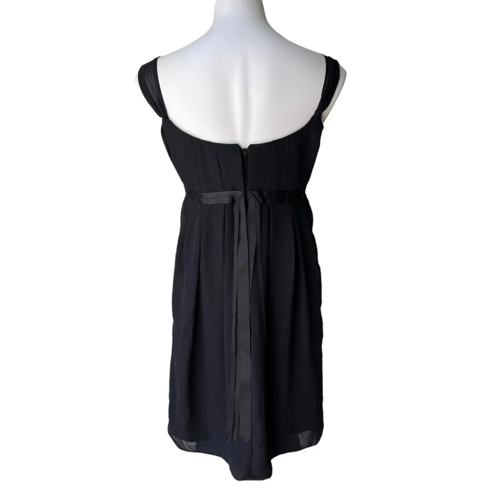 Vera Wang Maids Empire Waist Pleated Black Chiffon  Dress, Sz 8 - Image 5