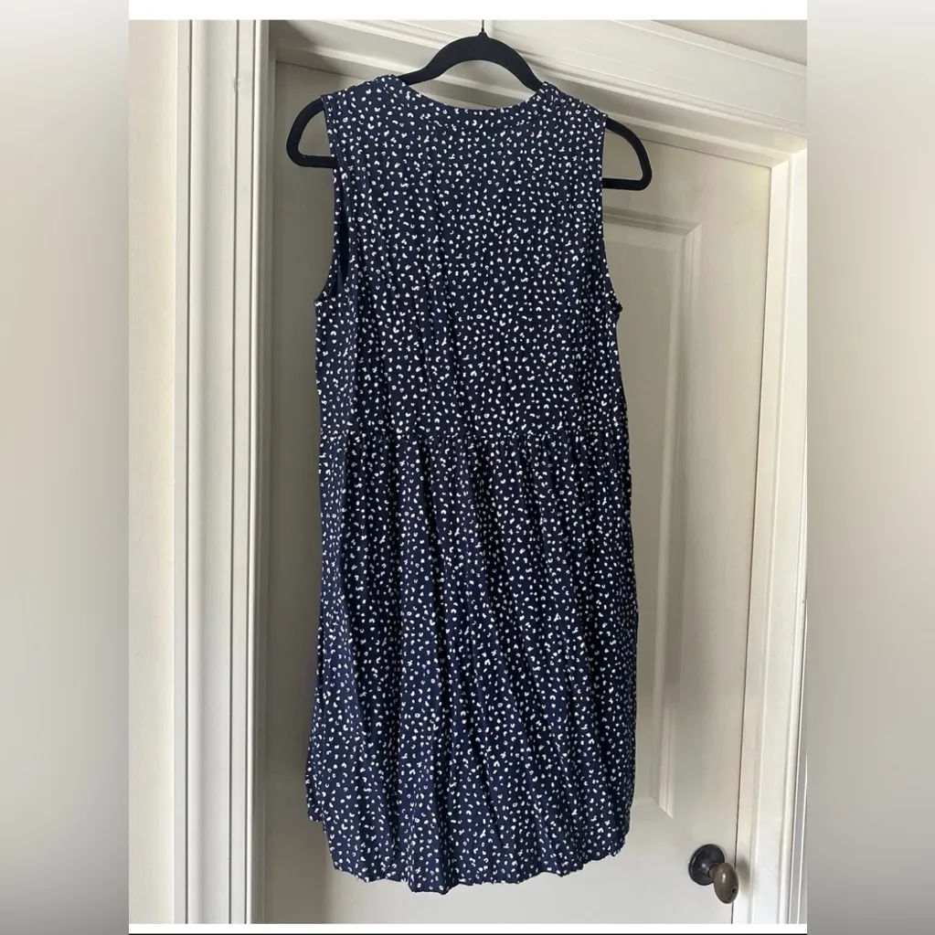Old Navy Women’s Sleeveless Tie-Neck Swing Blue/White Leopard Print Shift Dress - Image 6