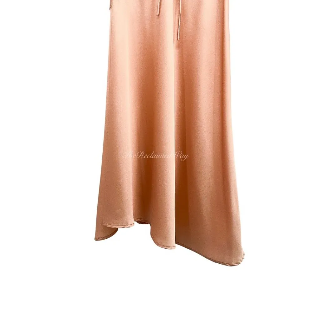 ASTR The Label Blush Pink Satin Silky Slip Dress Midi Side Slit Medium Cowl Neck - Image 11