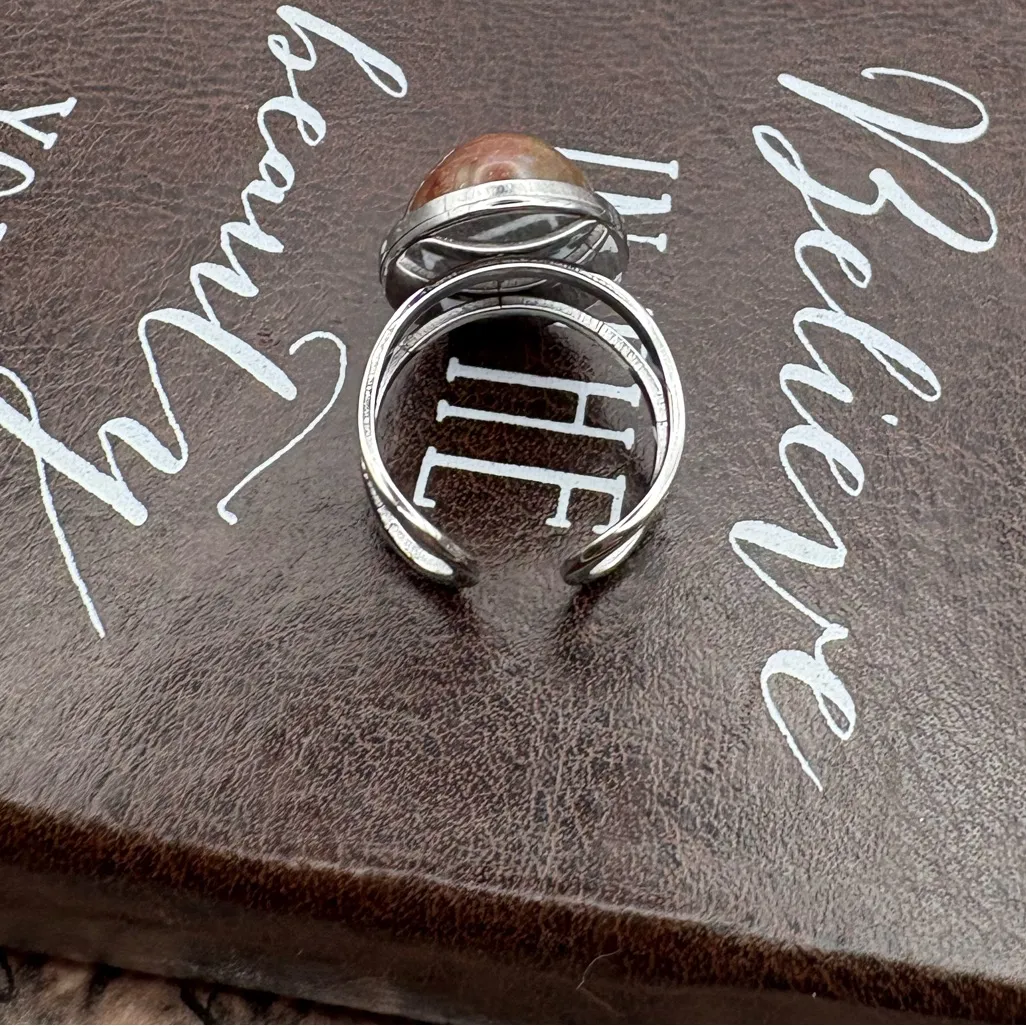 Handmade Gemstone Ring Stainless Steel Adjustable - Image 4