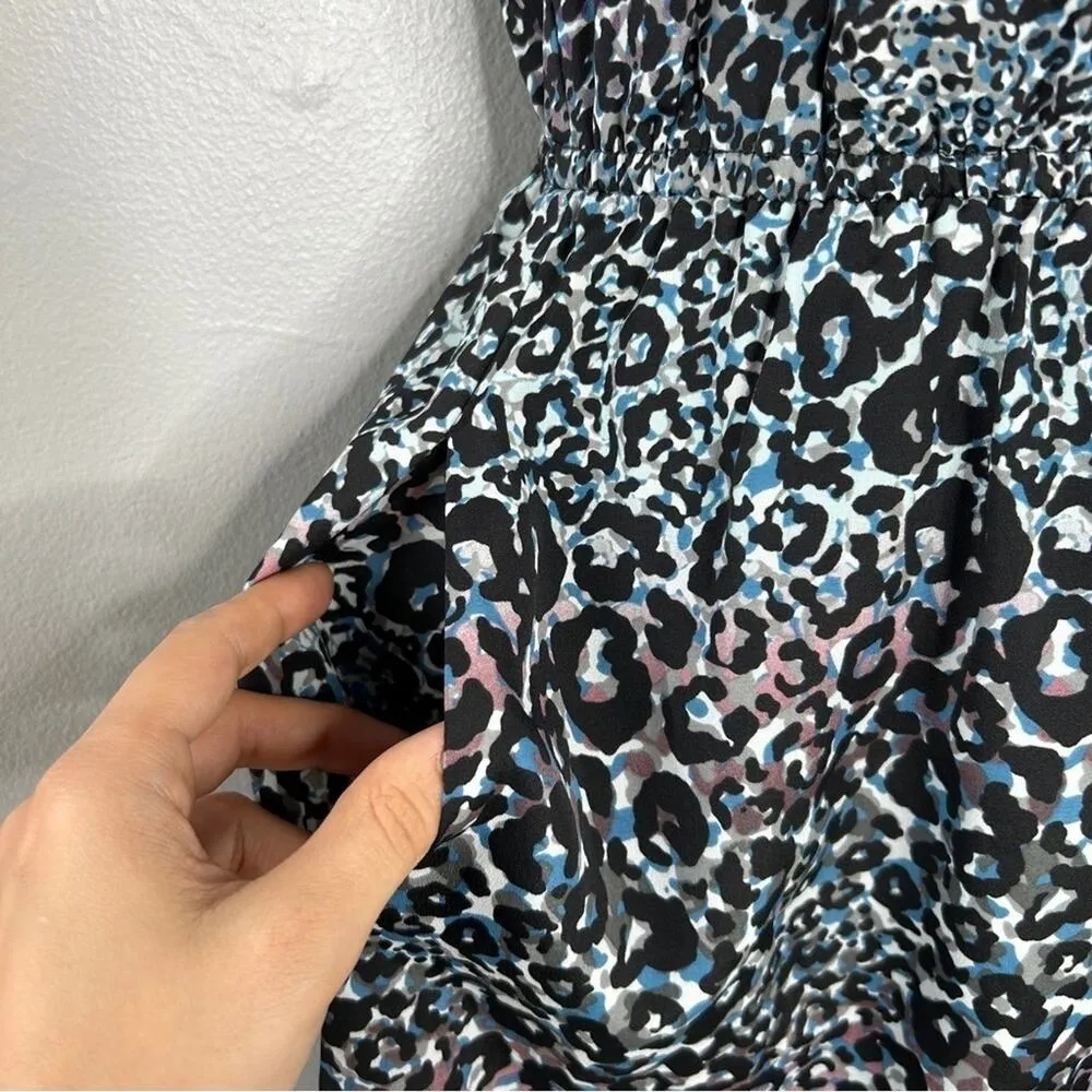 BCBGENERATION Mini Dress Womens Size XS Leopard Print Animal Ruffle Colorful - Image 4