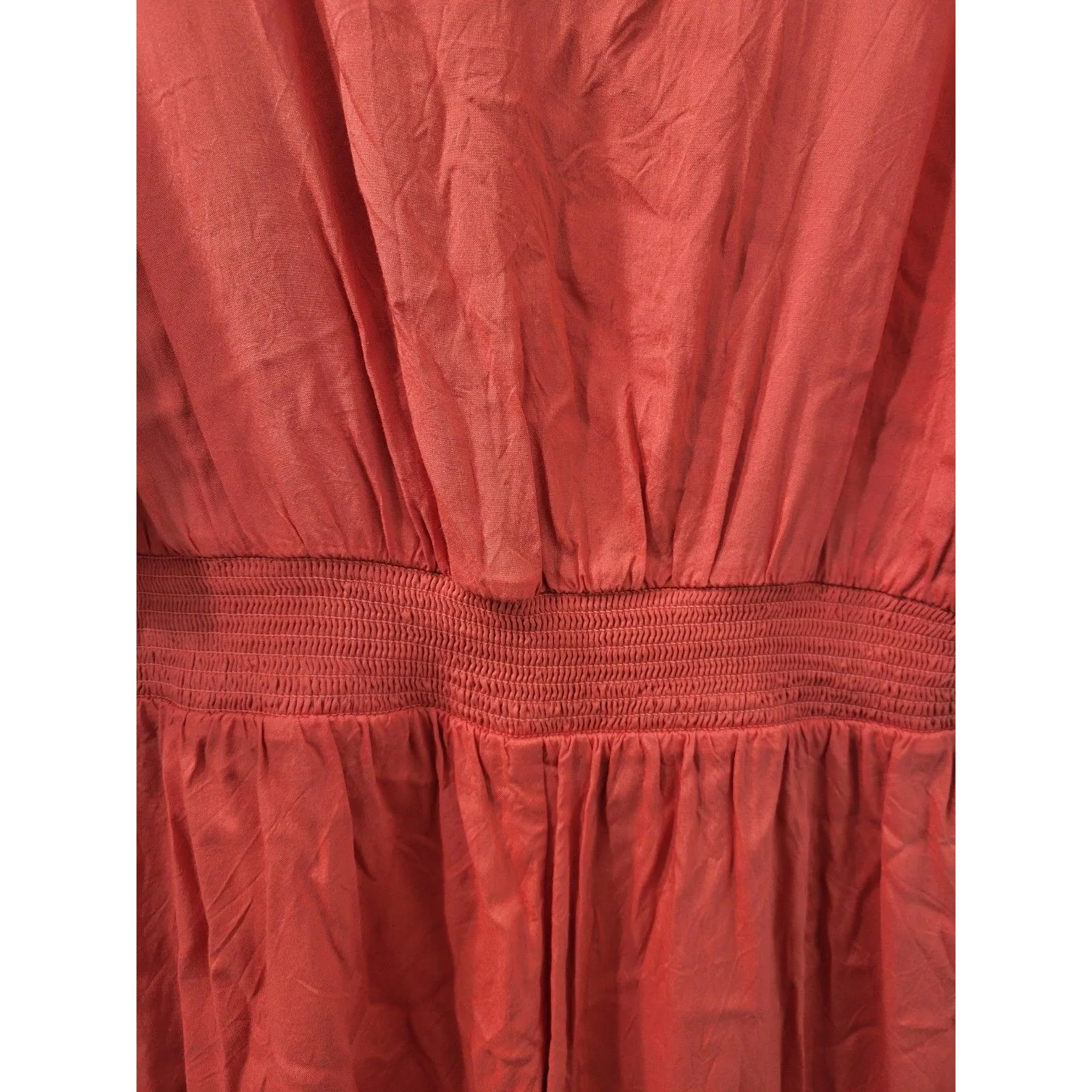 Express Women's Romper Somcked Waist Shorts  Jumpsuit Coral Size XL - Image 4