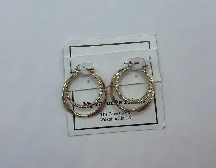 Gold Double Hoop Earrings - Image 3