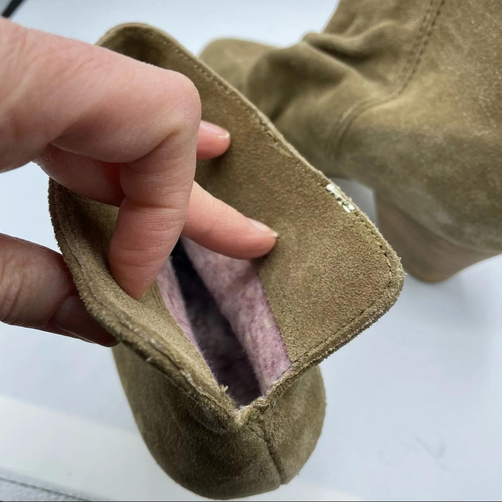 Splendid Brown Suede Slouchy Ankle Boots Womens 7.5 Shooties Stacked Heel Fall - Image 5