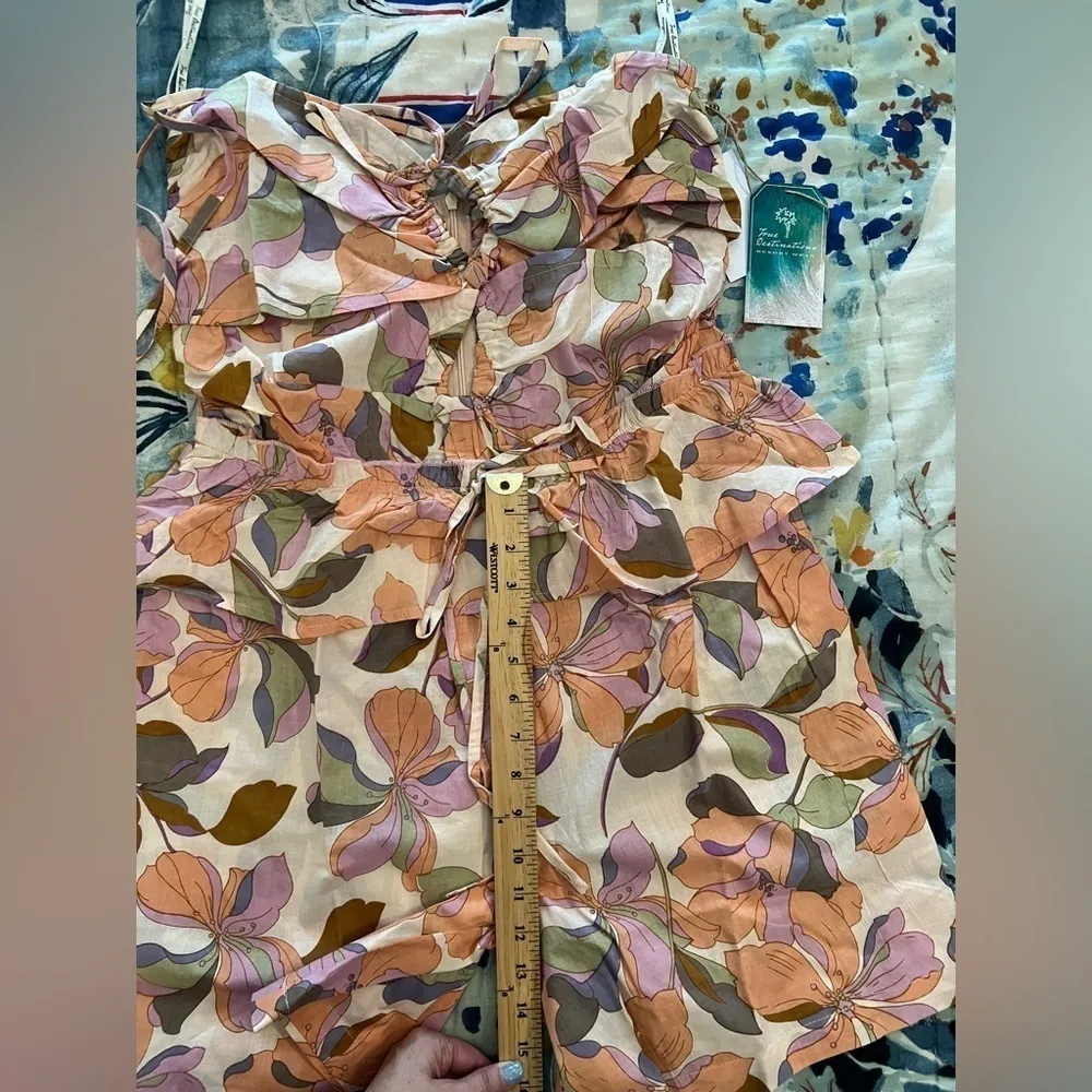 TRUE DESTINATIONS L Floral Peplum Romper in Beige Multi Saks Pink Size L - Image 10