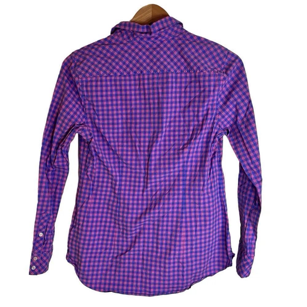 Vineyard Vines Womens Classic Checkered Long Sleeve Button Down Size 6 Pink Blue - Image 3