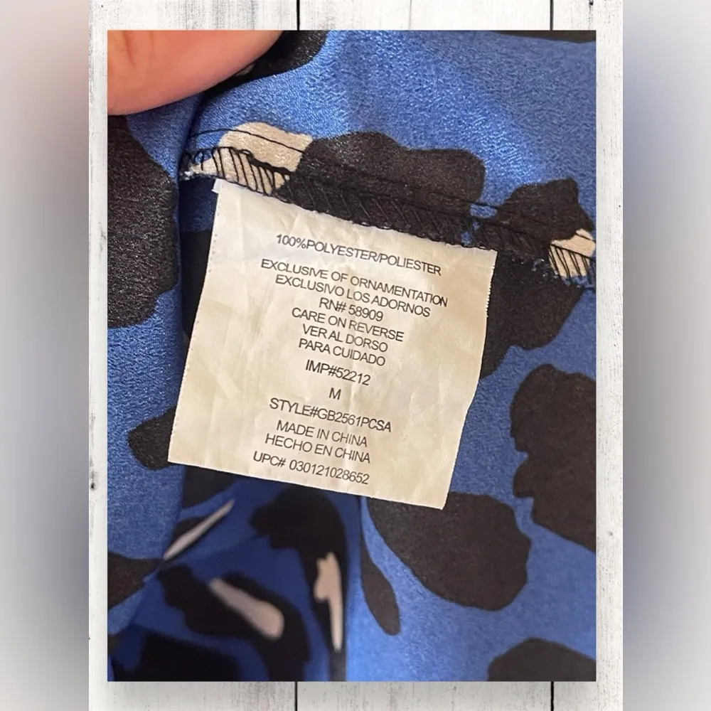 Womens Medium Gianni Bini GB Blue Strap/Cold Shoulder Flowy Blouse Top Leopard - Image 8