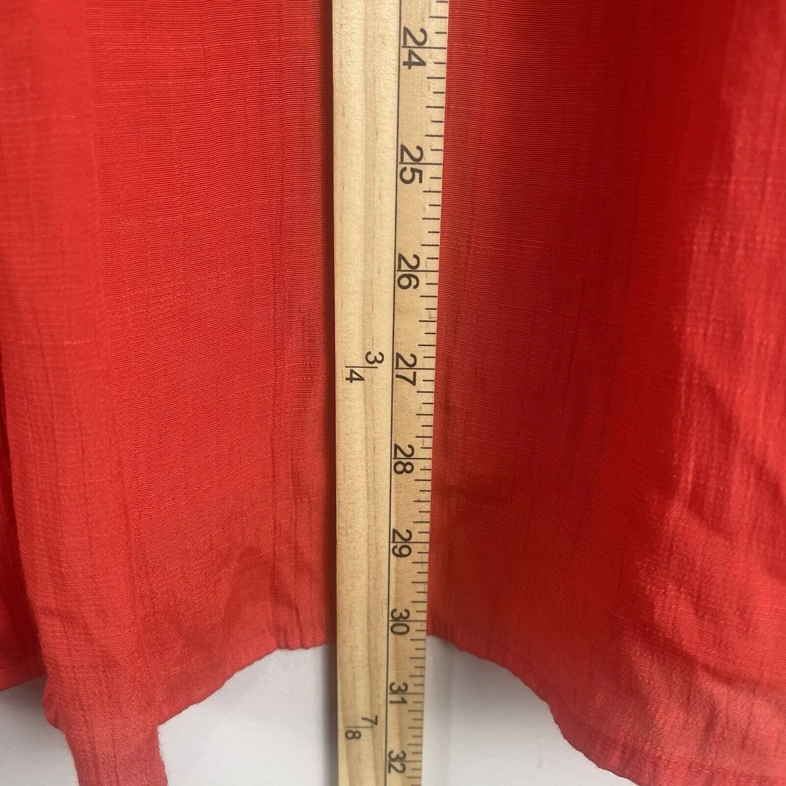 Catherine's Top Sz 0X Red Orange Pleated Button Front‎ Blouse Sheer Flowy Boho - Image 8