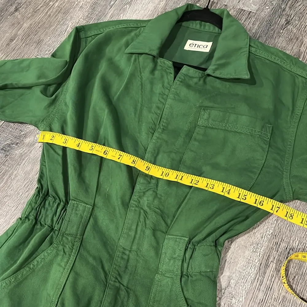 Anthropologie Etica NWT Kingsley Utility Jumpsuit Juniper Green Denim - XS - Image 12