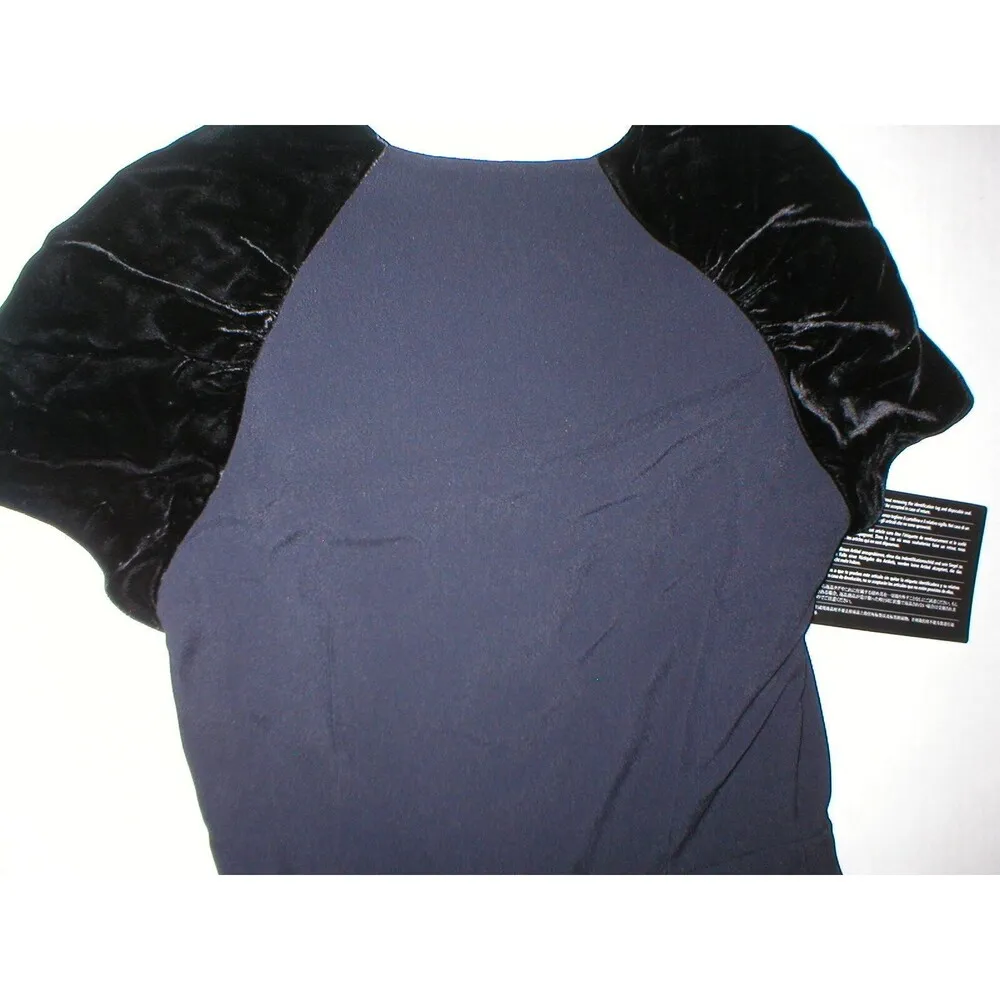 New Womens 4 NWT Italy Prada Dress Black 40 Velvet Silk Acetate Short Sleeves - Image 7