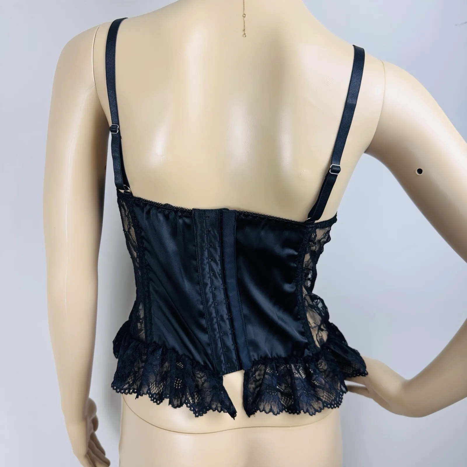 NWT PLT Black Lace Corset Top - Size‎ 2 Hook & Eye Closure - Image 6
