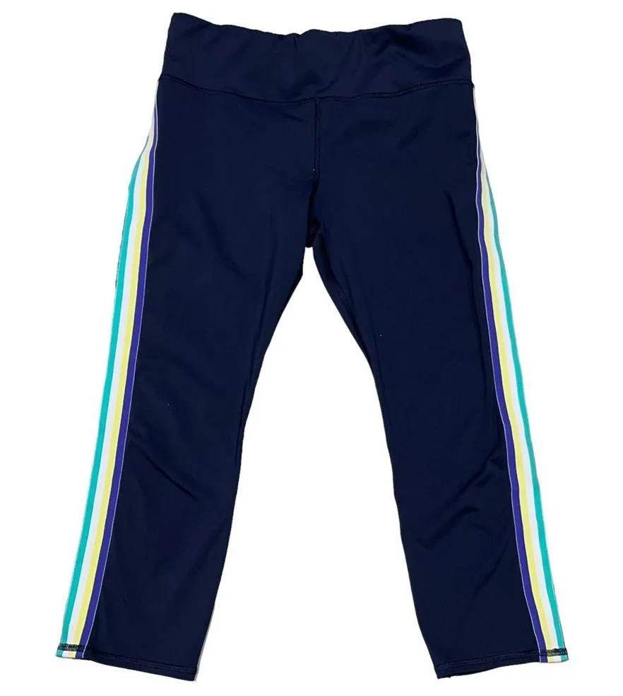 Athleta Navy Blue Contender Side Stripe Capri Tights Leggings - Image 3