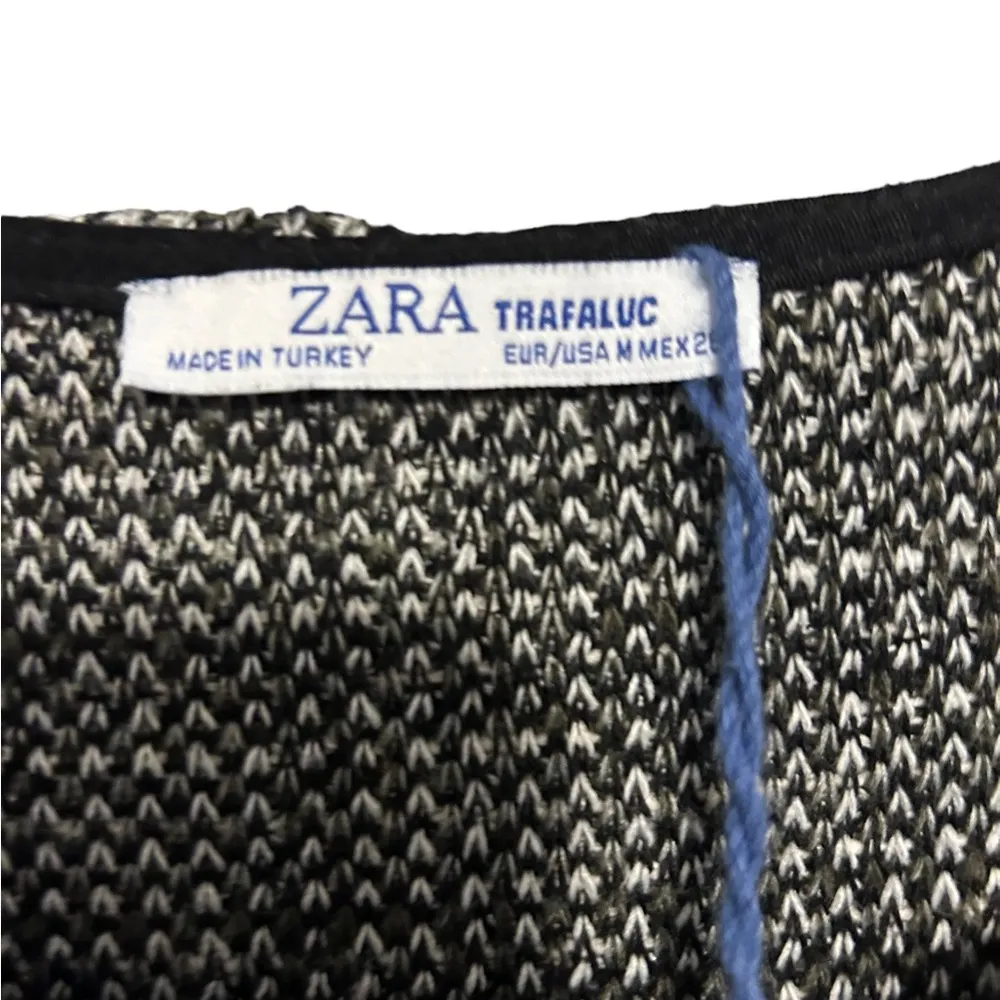 Zara Tweed Boucle Mini Shift Dress Plaid Black Grey size medium - Image 2