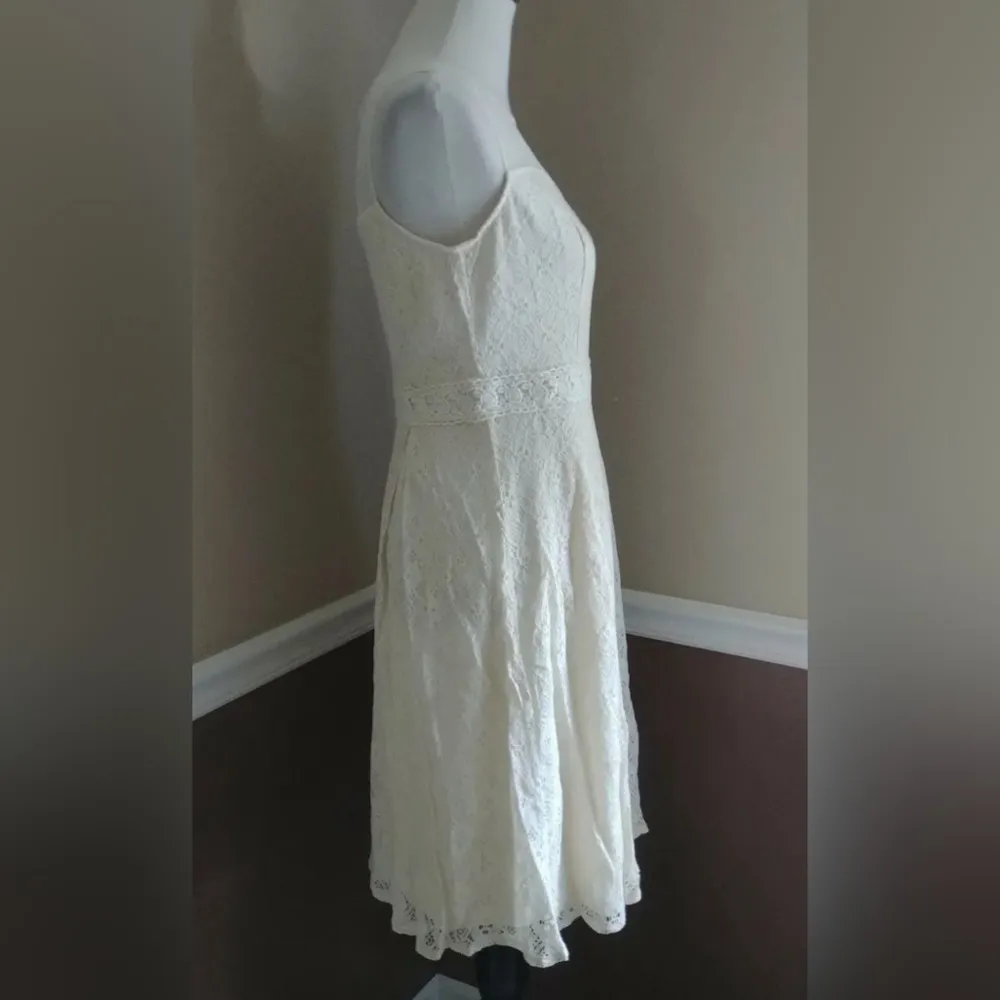 Soiéblu Ivory Lace Illusion Sweetheart Neckline Knee-Length ModCloth Dress Large - Image 3