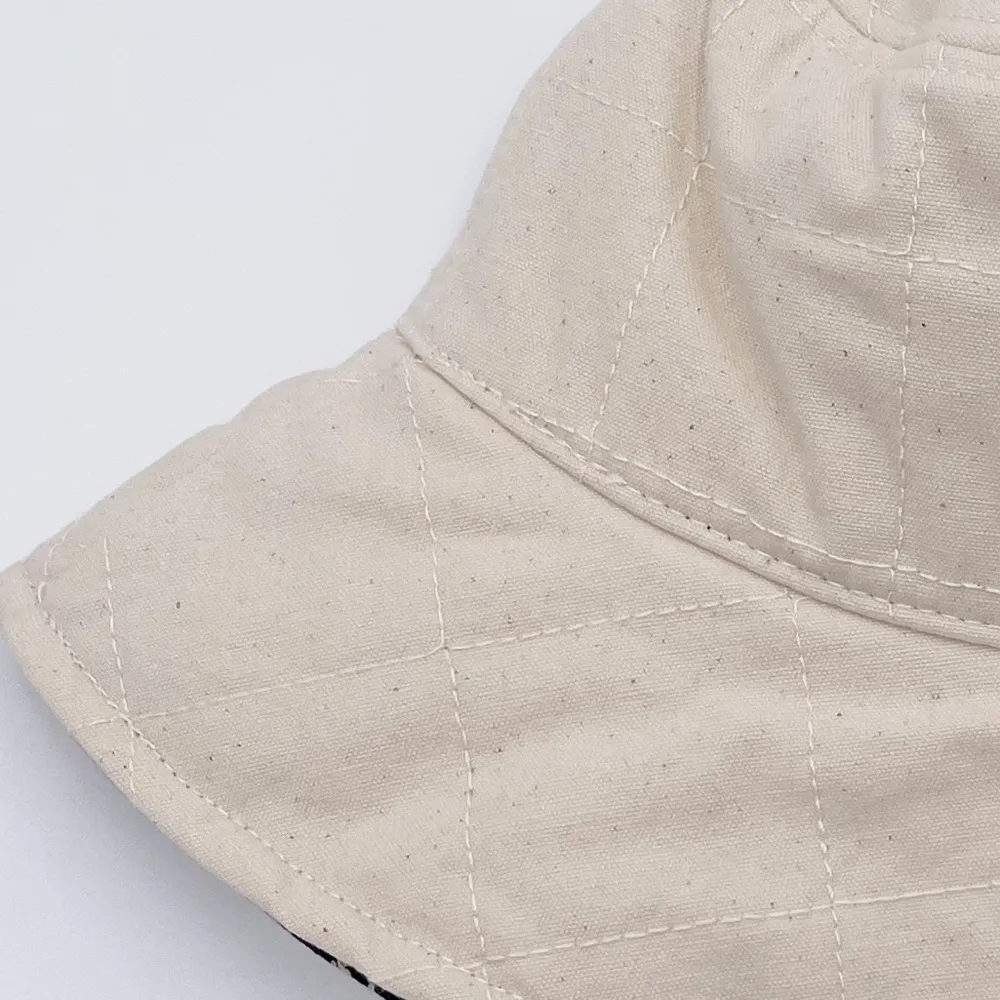 NEW Madewell Reversible Quilted Cotton Bucket Hat Twilight Cream Navy NE846 S/M - Image 4