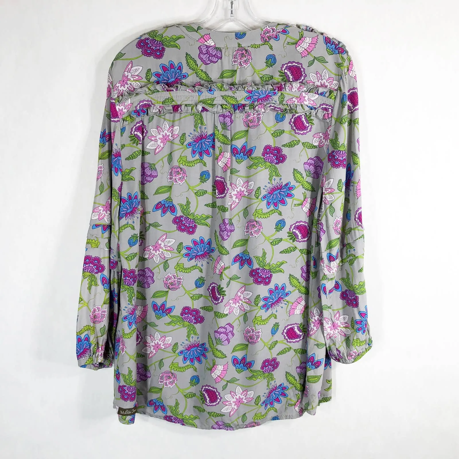 Matilda‎ Jane Medium Top Thinking Out Loud Gray Purple Floral Popover Womens 837 - Image 3