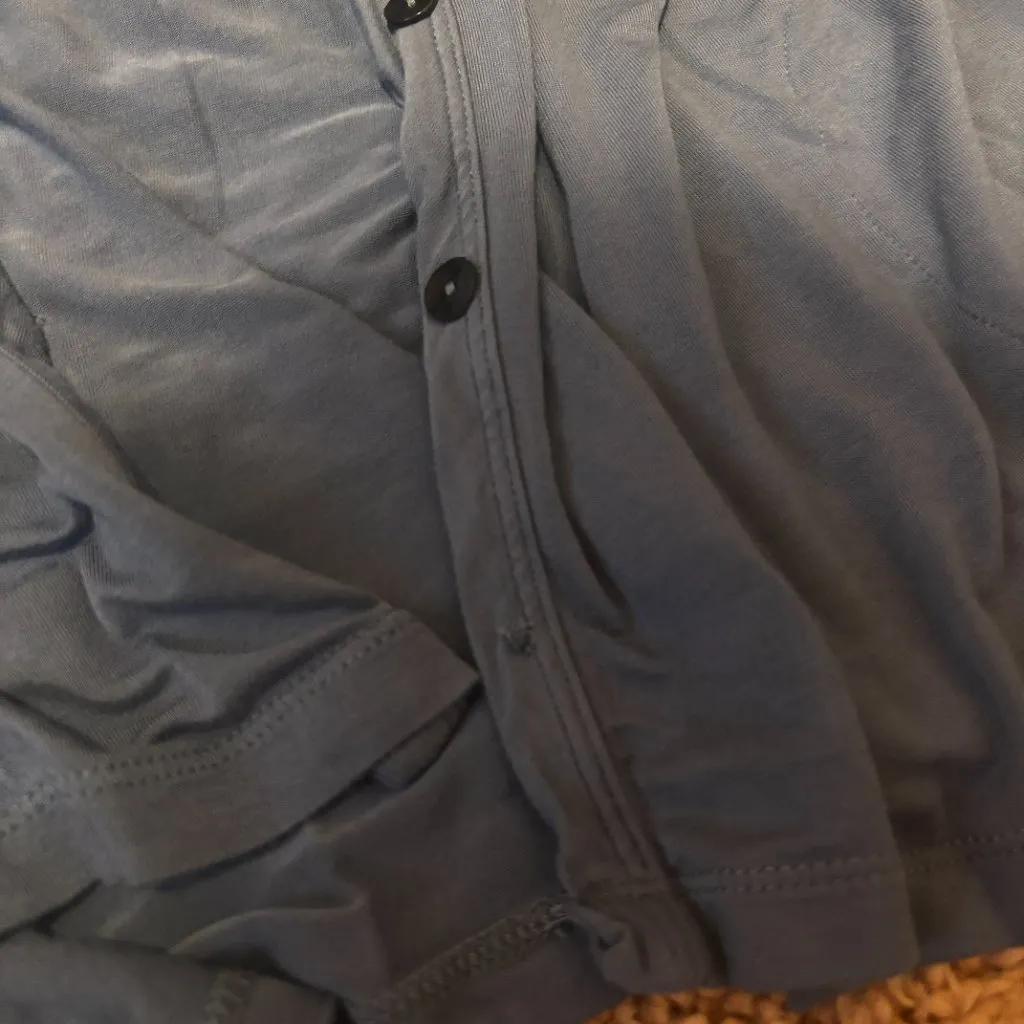 LOGO Lori Goldstein MEDIUM Blue Openfront Drape Cardigan w/ Pockets Long Sleeve - Image 5