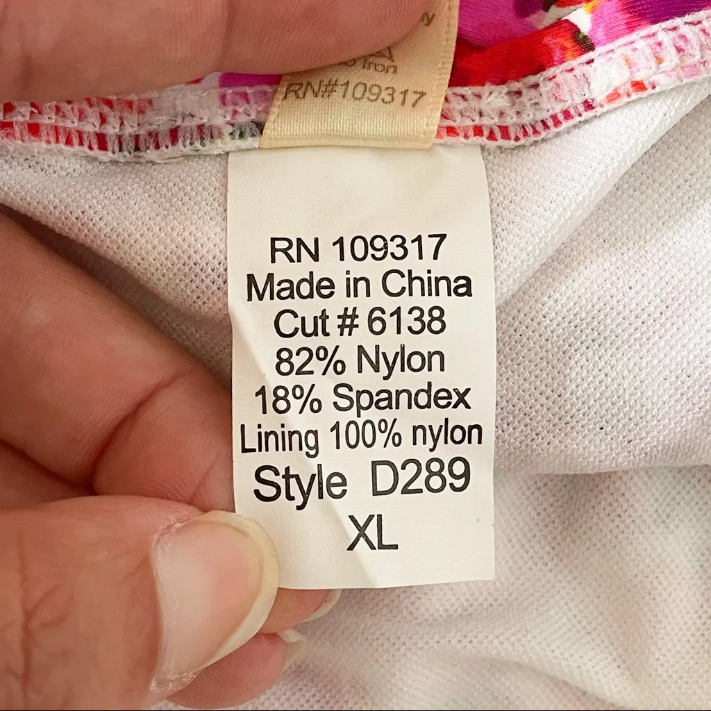 Swim Systems Tri Cinch Hipster Bikini Bottom NWT XL Roses Floral Pink Red Yellow - Image 10