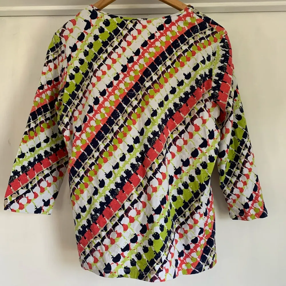 Ruby Rd 3/4 Cotton Shirt with beads around collar - Image 3