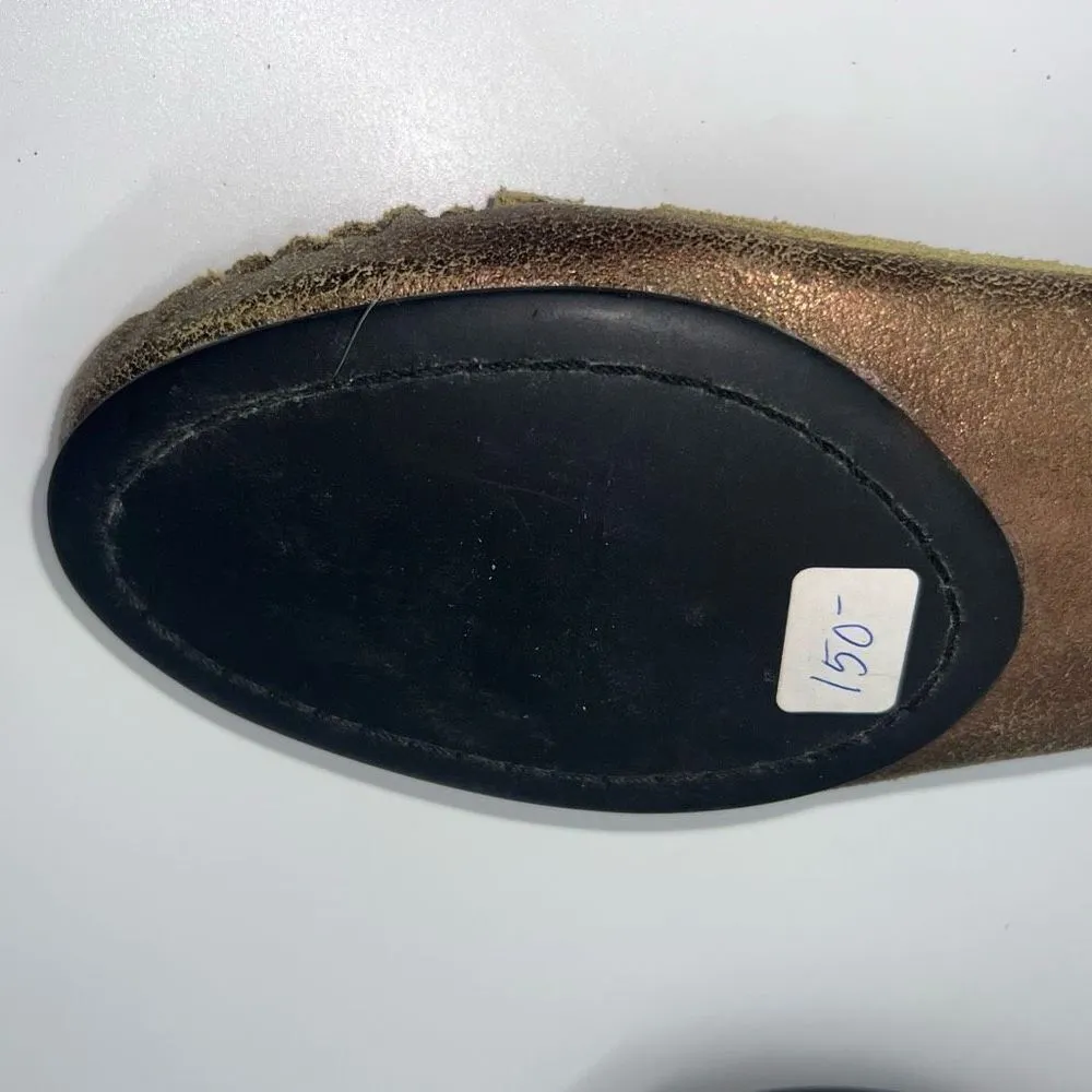 Beverly Feldman Flushed Vintage Metallic Rhinestone Kitten Heel Loafers Gold Size 7 - Image 12