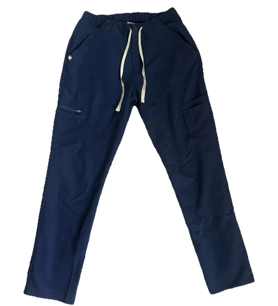FIGS Technical Collection Scrub Pants Women’s M Navy Cargo Drawstring Zip Pocket - Image 1
