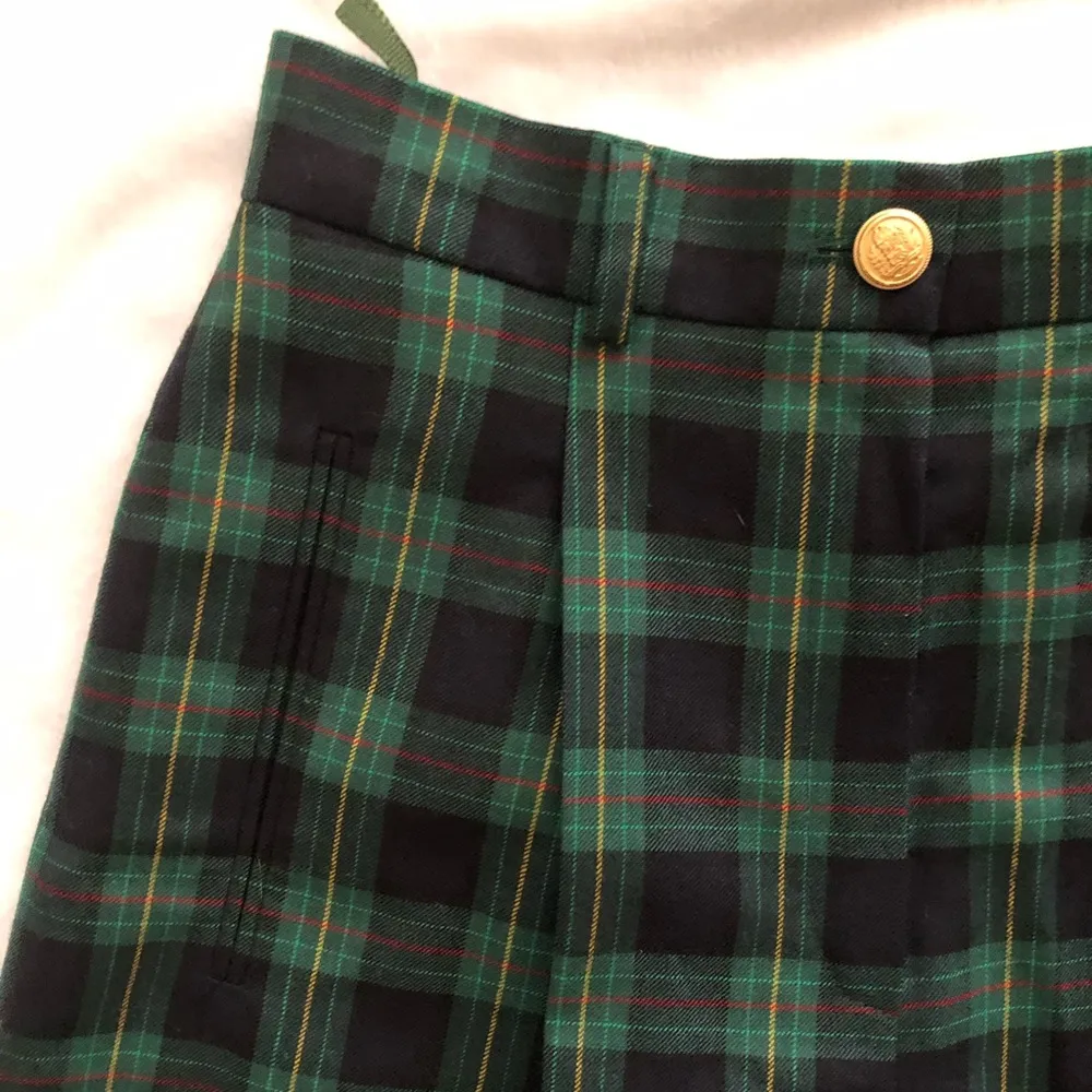 Laurel Green Blue Plaid High Waisted Bermuda short Size 36 - Image 2
