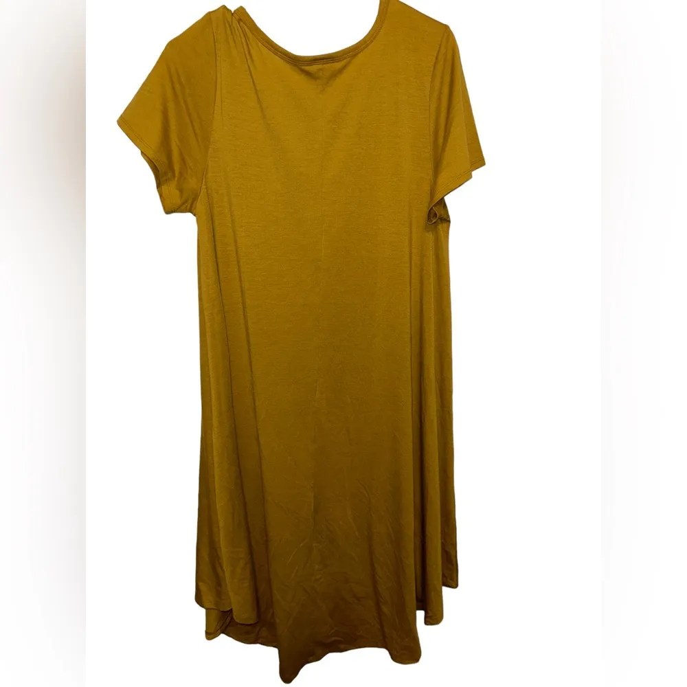 Lularoe Carly Hi Low Yellow Short Sleeve Pull On dress size large - Image 3