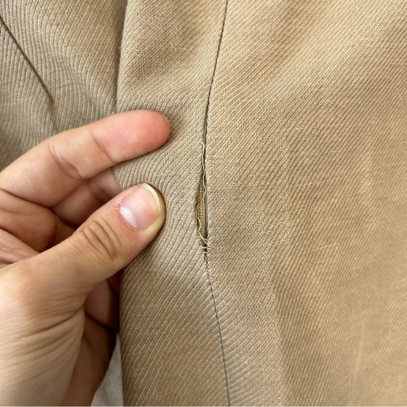 LES COPAINS BVM Spa VTG Pencil Skirt Womens 10 Flax Cotton Made in Italy Luxury Tan - Image 9