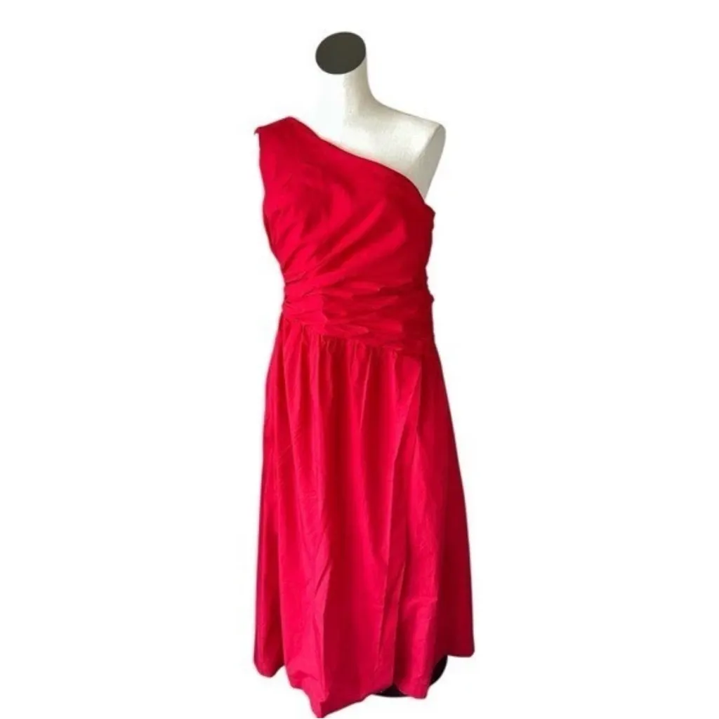 NEW NWOT Abercrombie & Fitch One Shoulder CutoutMaxi Dress Red Floral Sz L - Image 12