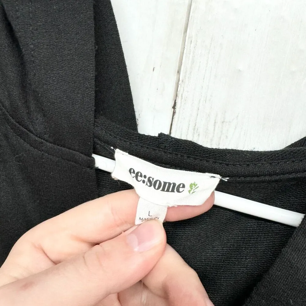 ee:some Dress Women Size L Sweater Mini Floral Striched Short Sleeve Laced Tie - Image 2