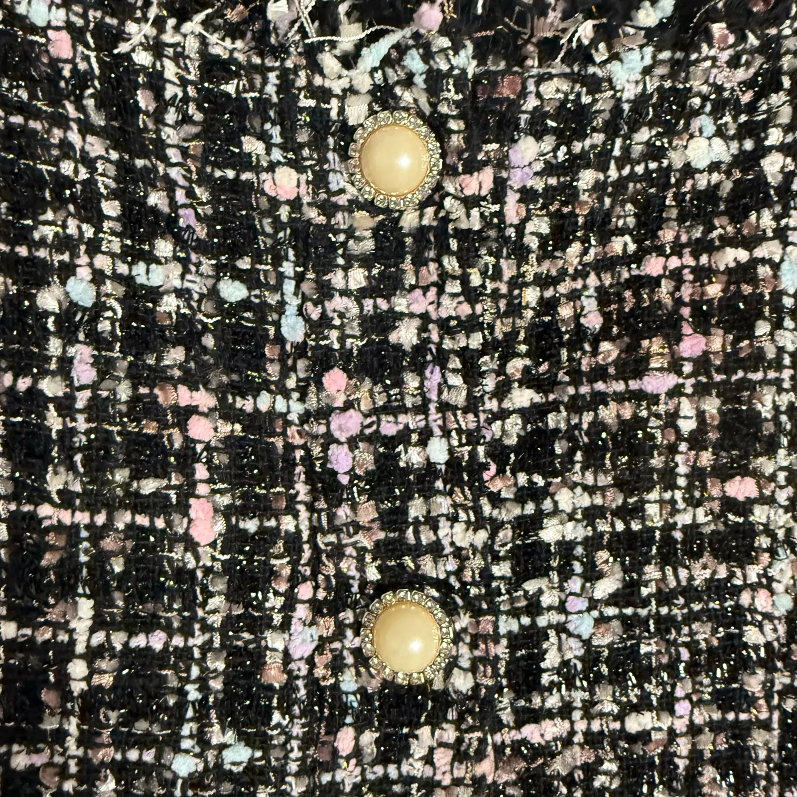 Majorelle Bia Candy Shop Black Tweed Button Front Sleeveless Preppy Mini Dress S - Image 10