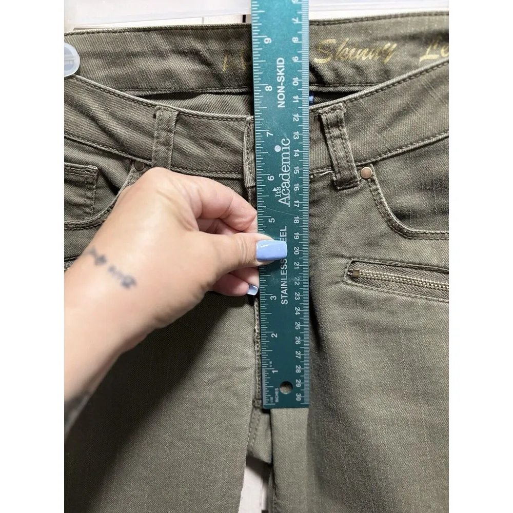 Apt. 9 Skinny Leg Low Rise Olive‎ Green Denim Jean Size 2 Zip Up Pockets - Image 2