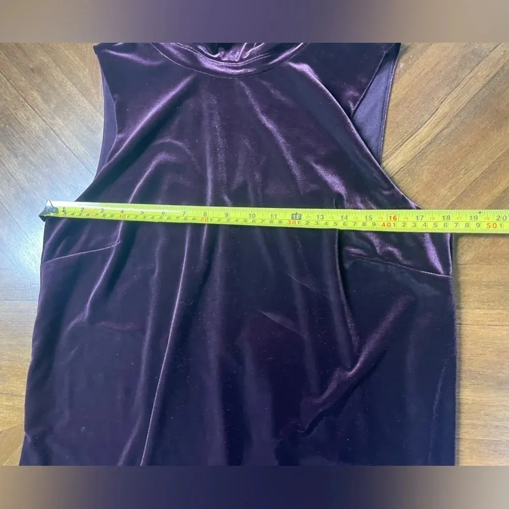 Ann Taylor Factory Amethyst Tie Neck Velvet Dress Sleevless Size Large Petite - Image 5
