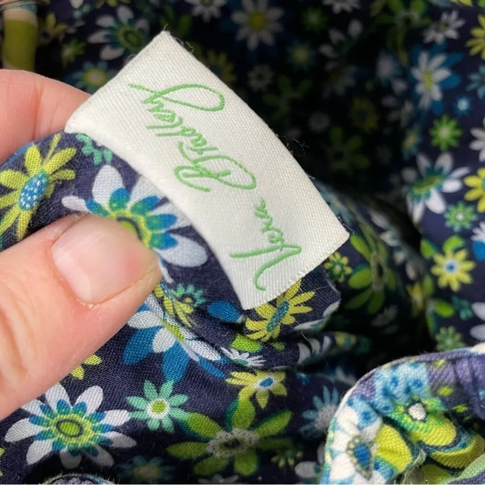 Vera Bradley Green & Blue Floral Fabric Backpack Bag Drawstring Boho Daisy - Image 8