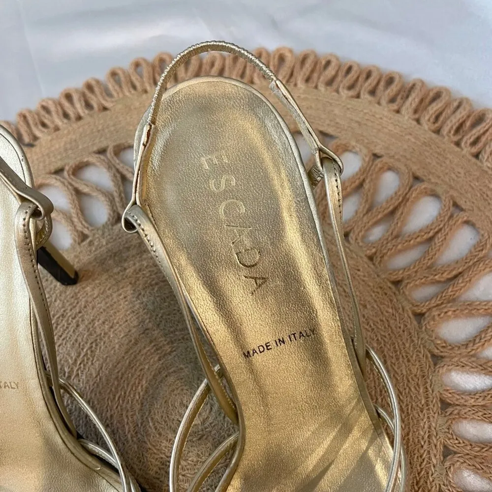 Escada Gold Strappy Heeled Sandals Size EU 38 - Image 3