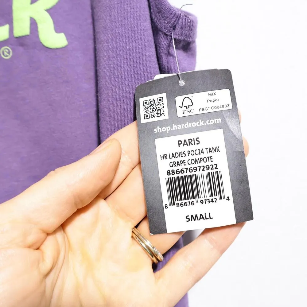 NWT Hard Rock Cafe Paris Purple Tank Top Shirt Cotton Small Casual Travel France - Image 4