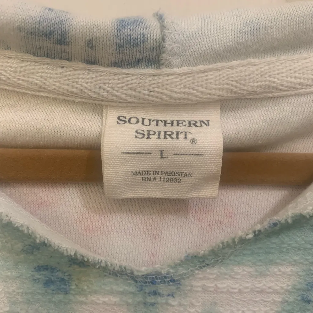 Southern Spirit Tie Dye Hooded Large Pullover Hoodie. 2471 Blue - Image 4