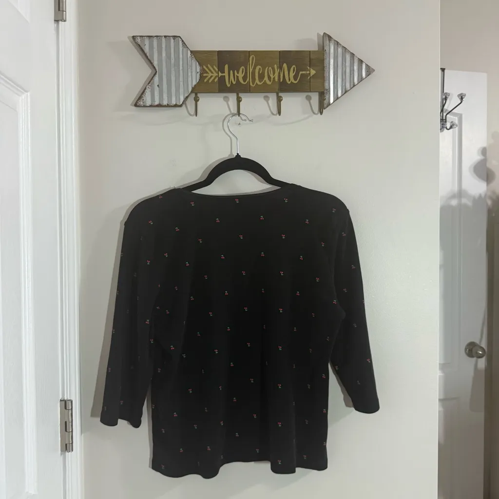 Christopher & Banks Black Top with Red Cherry 🍒 Accents - Image 4