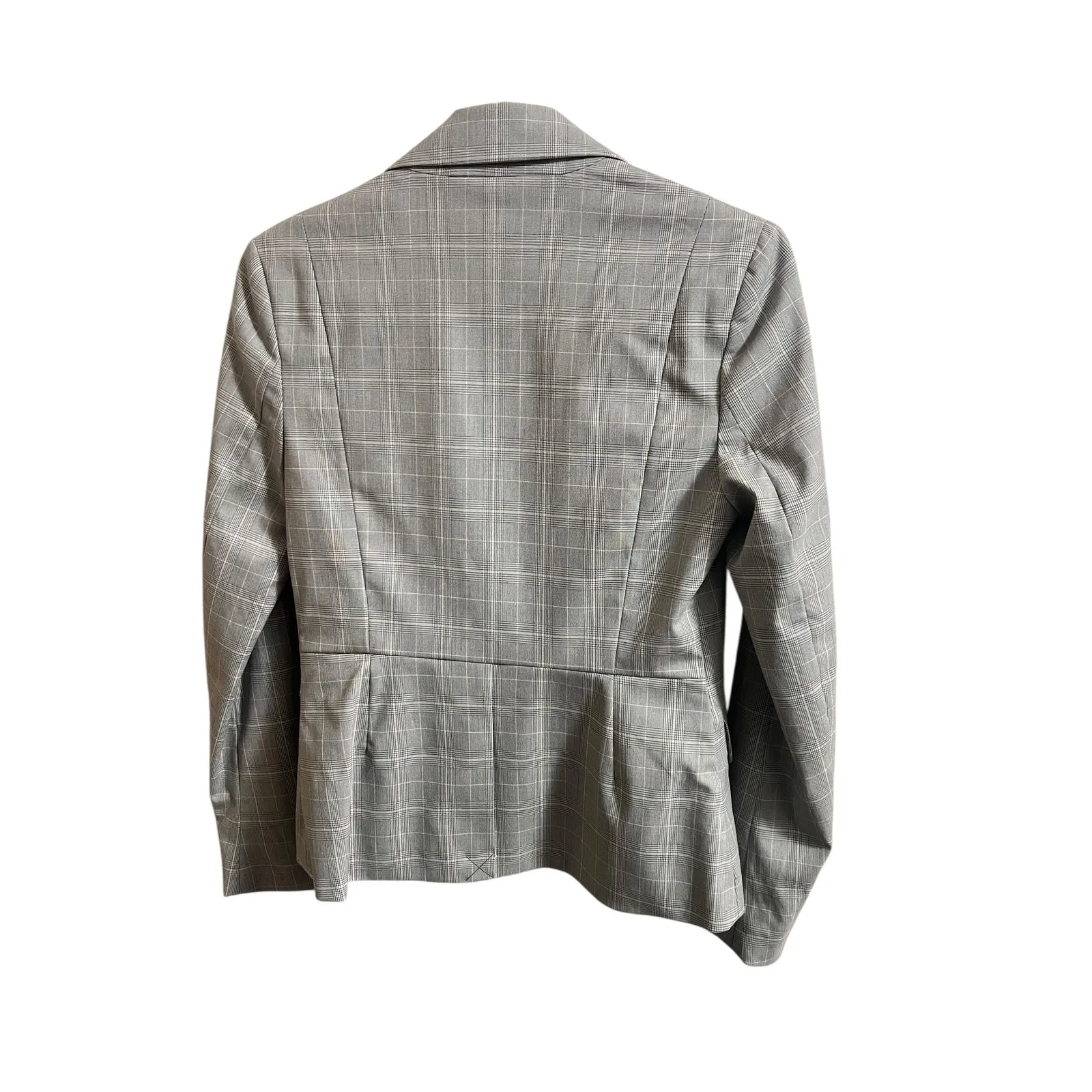 NY&C Women's Size 2 Stretch Plaid Blazer Career Workwear Jacket Office Gray - Image 4