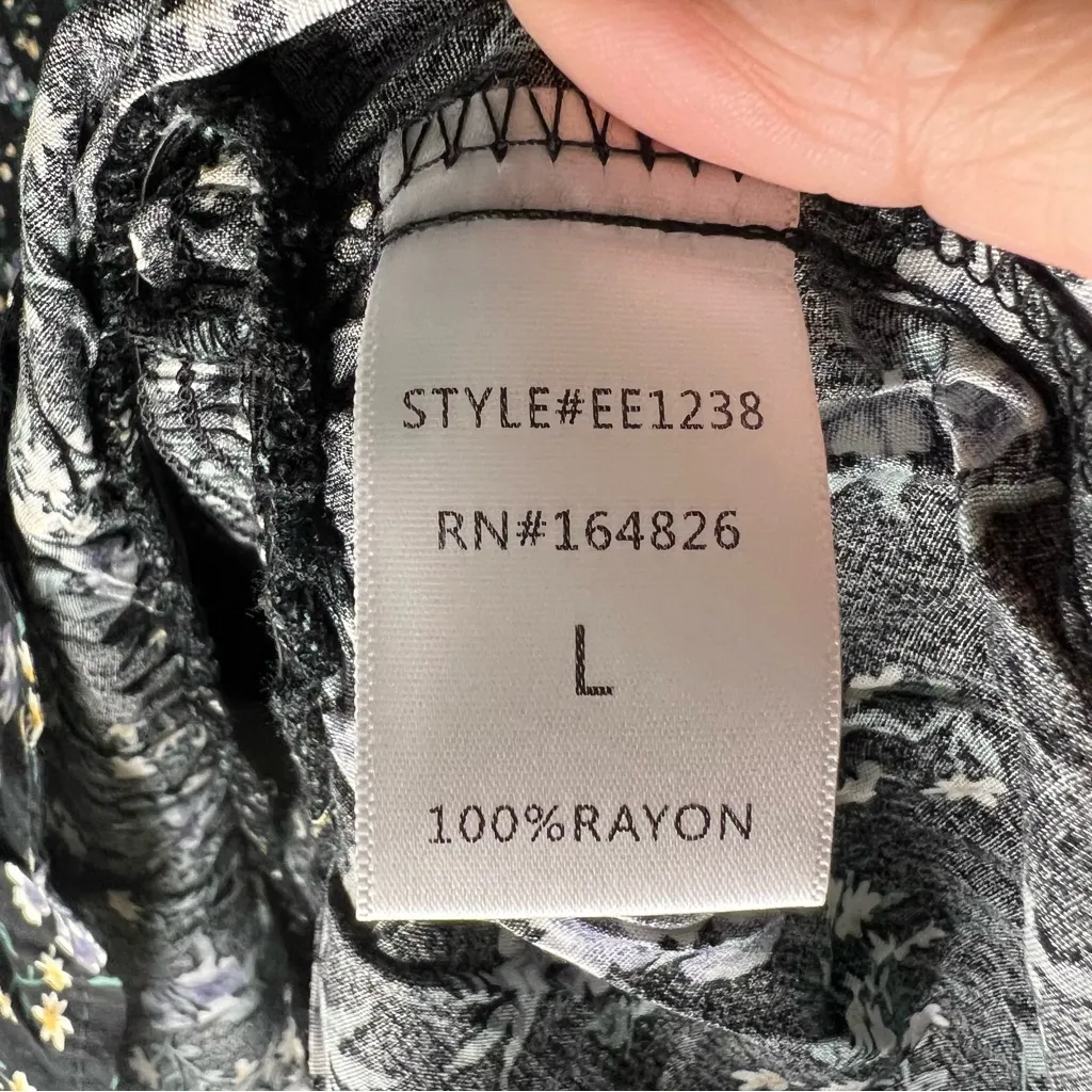 The Grayson Black Ditzy Blue Floral Smocked Puff Sleeve Square Neck Dress - Image 9