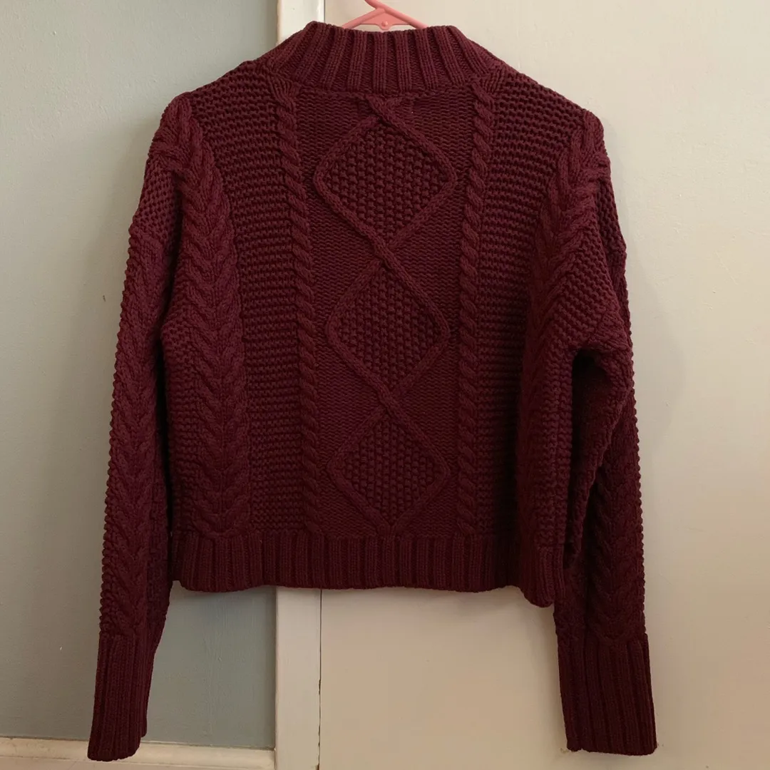 PacSun  Burgundy Cable Knit Boxy Sweater - Image 7