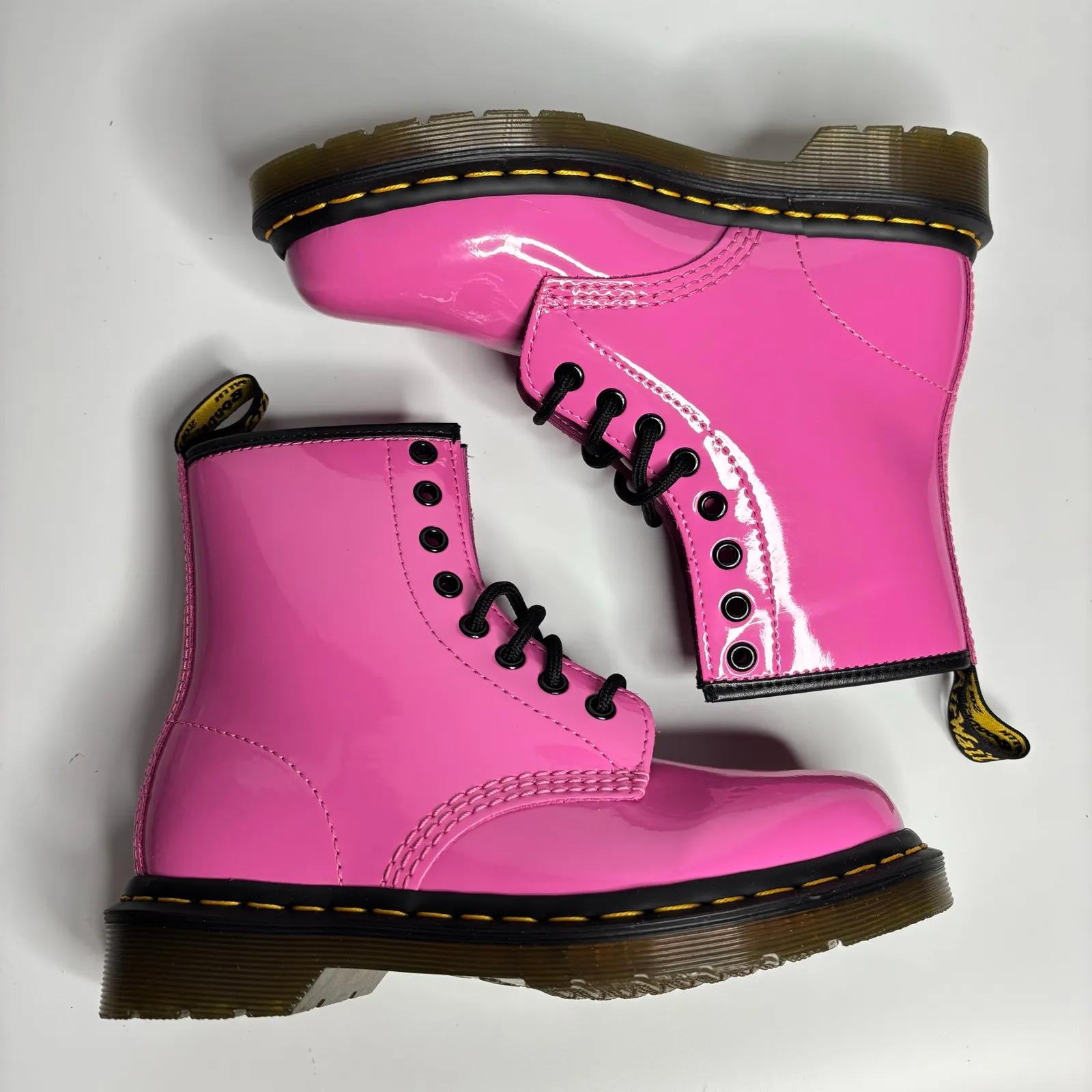 Dr. Martens Unisex 1460 Patent Leather 8 Eye Boot in Thrift Pink - Image 9