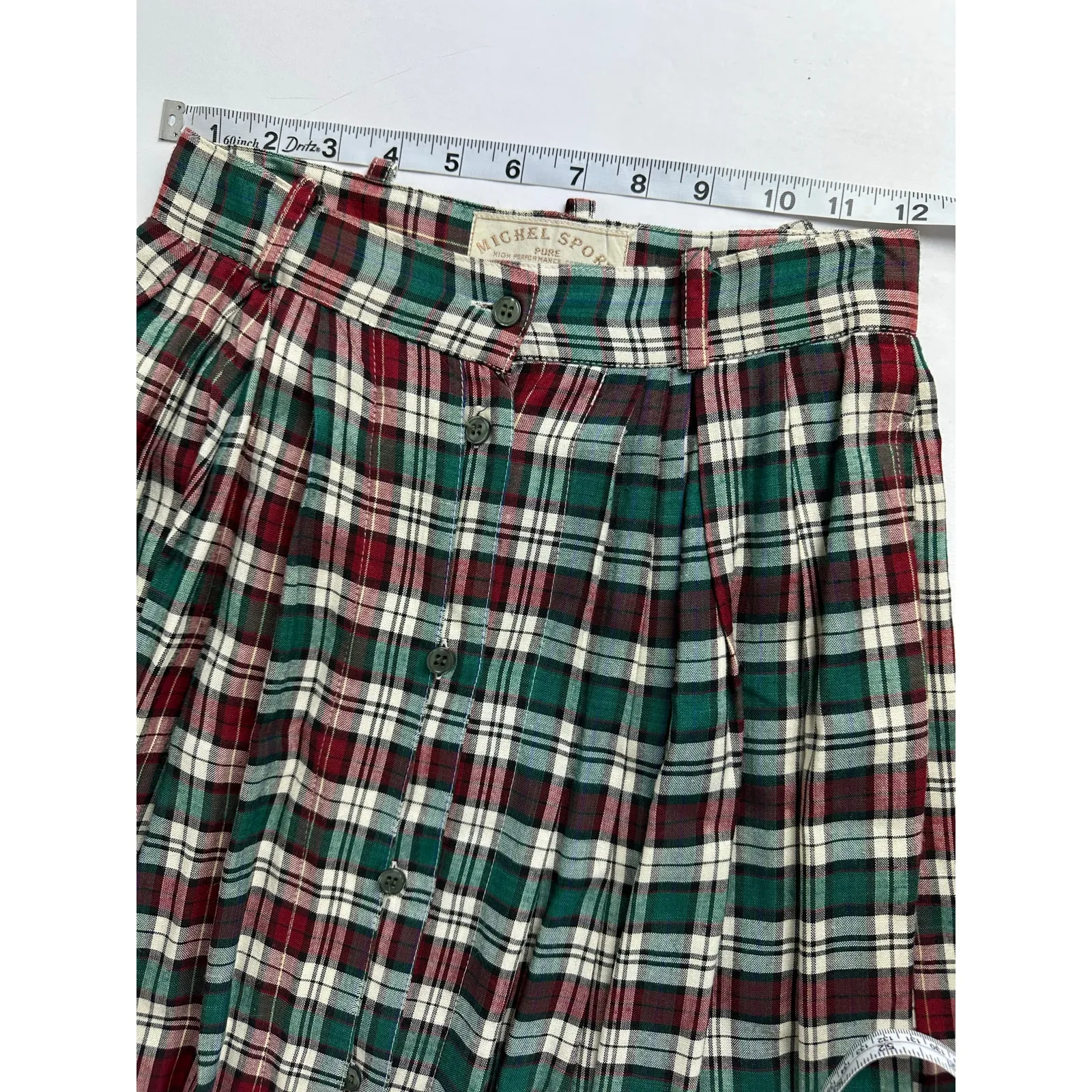 VTG Michel Sport Size XSmall Plaid Tartan Skirt Set Christmas Pleated Academia Red - Image 9