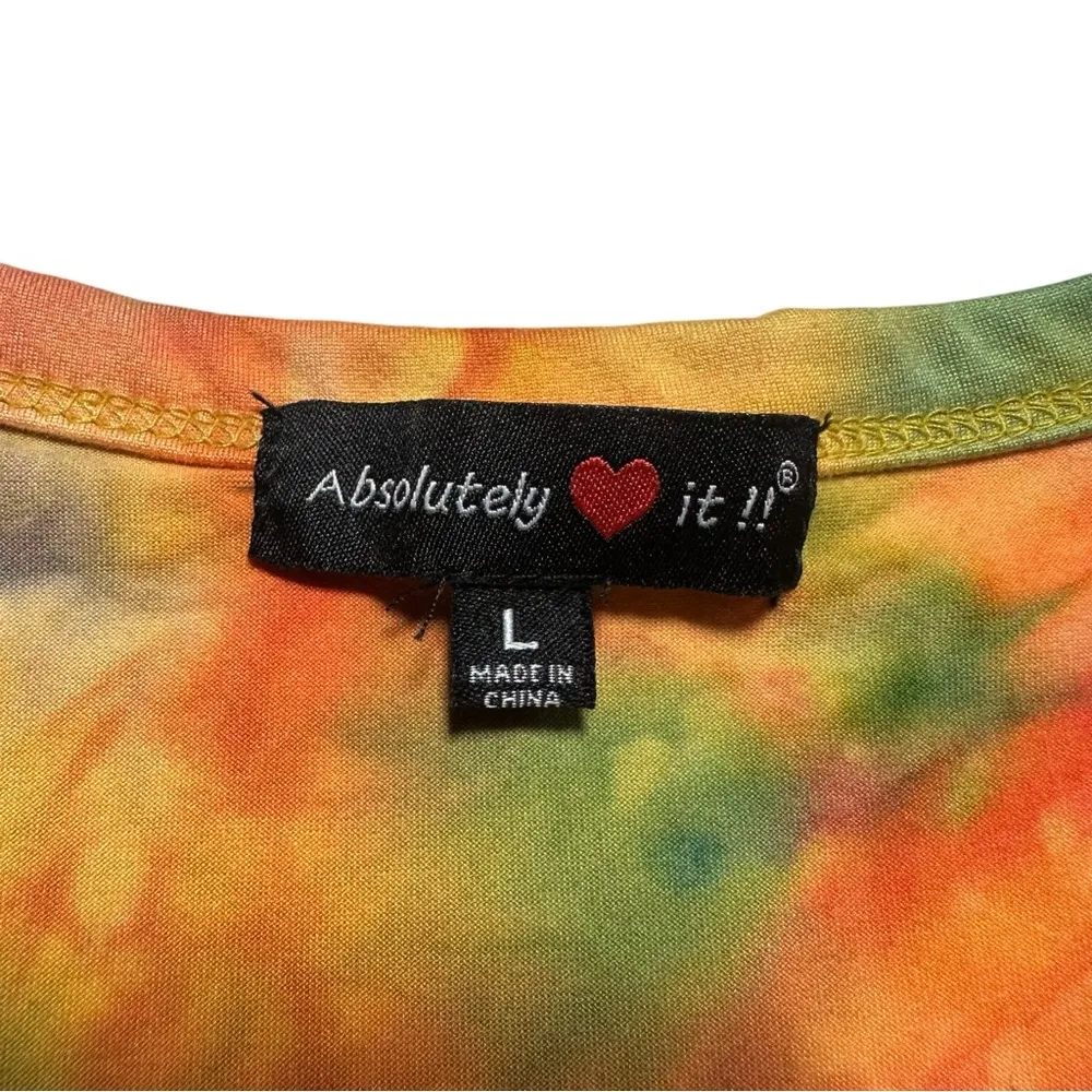 Tie Dye Casual Sleeveless Bodycon Leg Slit Scoop Neck Dress Size Large Pink - Image 4