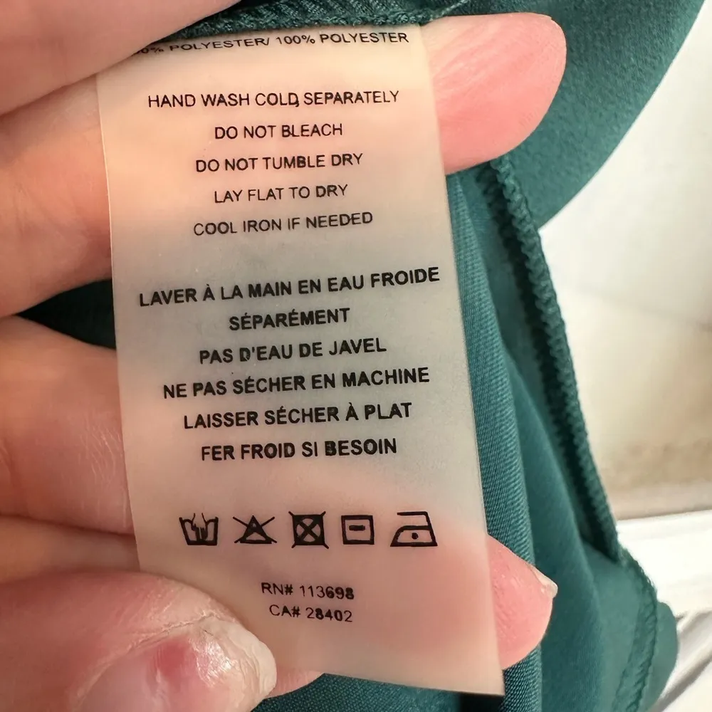 Margaret O' Leary Teal Smocked Yoke Dress Ruffle Hem Size Small S - Image 11