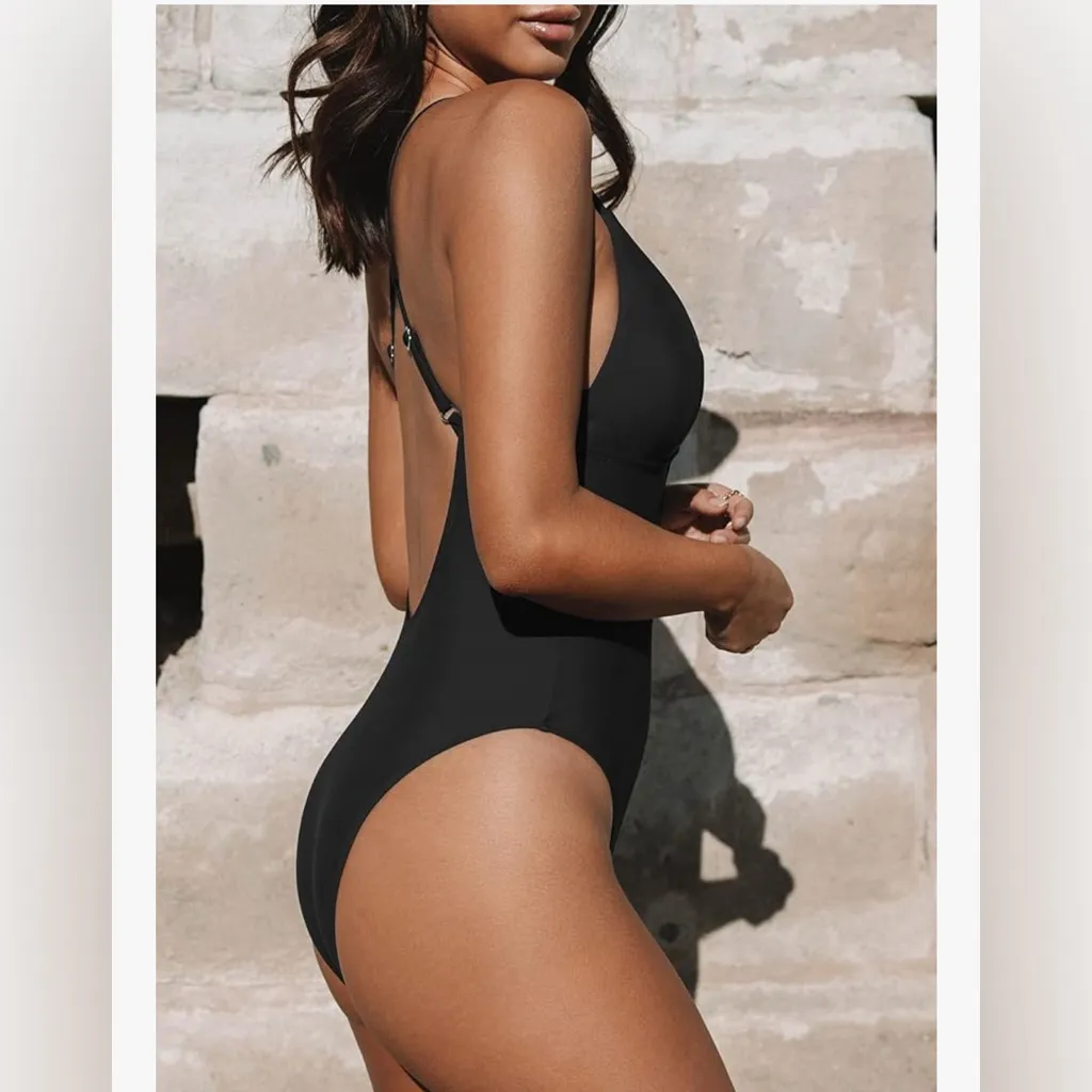 NEW Swimsuit 1 Pc Deep V Neck Crisscross Adjustable Strap XL 16/18 - Image 4