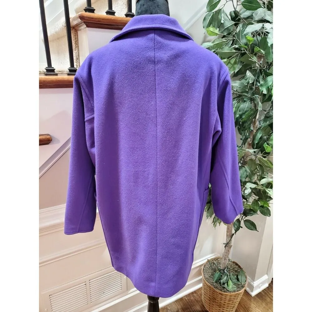 Vintage Fitz Solid Purple Long Sleeve Double Breasted Buttons Front Long Coat Size 18 - Image 6