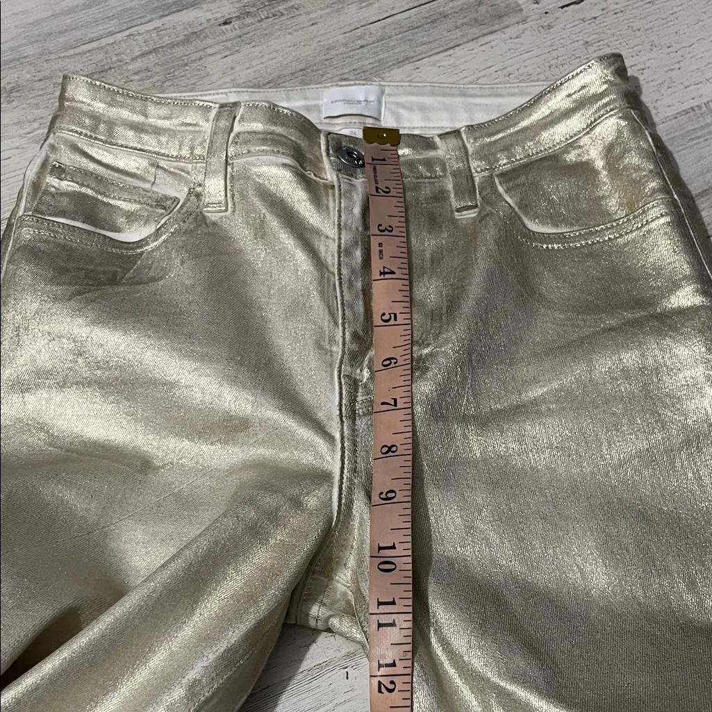 Jonathan Simkhai Rae High Rise Skinny Jeans in Gold Foil Size 26 - Image 12