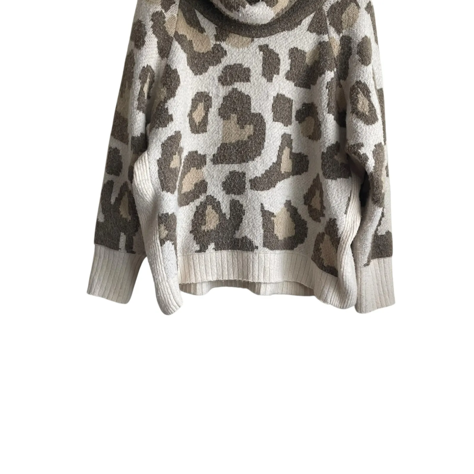 Cyrus Women Sweater XL Animal Print Cowl‎ Neck Warm Cozy Casual Oversized Boxy - Image 8
