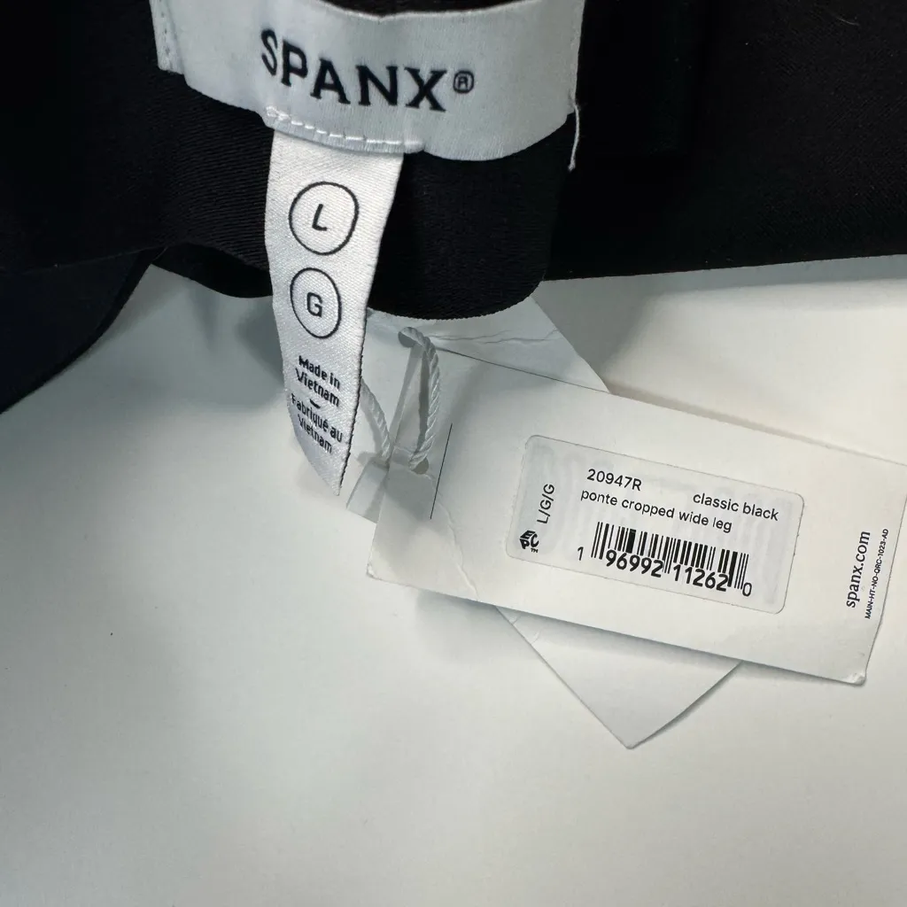 Spanx Ponte Cropped Wide Leg Pull On Pants Large Classic Black New - Image 5
